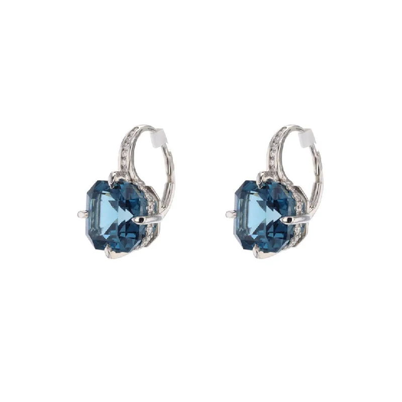 Elegant Jewelry Styles At Budget-Friendly Prices Blue Topaz & Diamond Drop Earrings