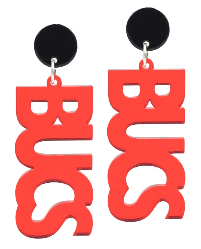 Get Your Favorite Jewelry At The Best Price Bucs Acrylic Earring - Red Mirrored