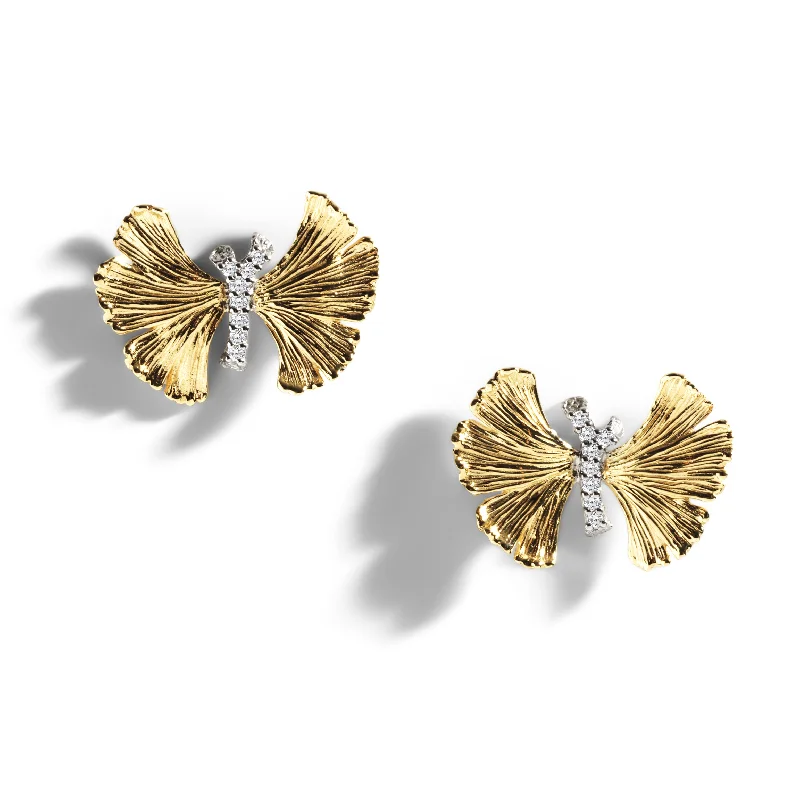 Jewelry Clearance Sale – Final Reductions Butterfly Ginkgo 18mm Earrings with Diamonds