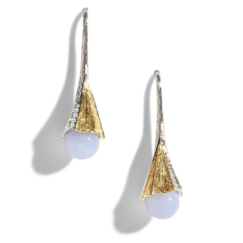 Don't Miss Out On Bestselling Jewelry At Special Prices Butterfly Ginkgo Earrings with Chalcedony and Diamonds