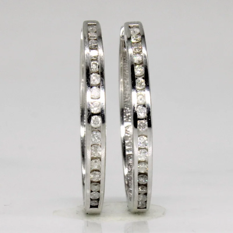 Limited-Time Offer On Premium Jewelry Collections Channel Set Diamond Hoop Earrings | 0.24ctw |