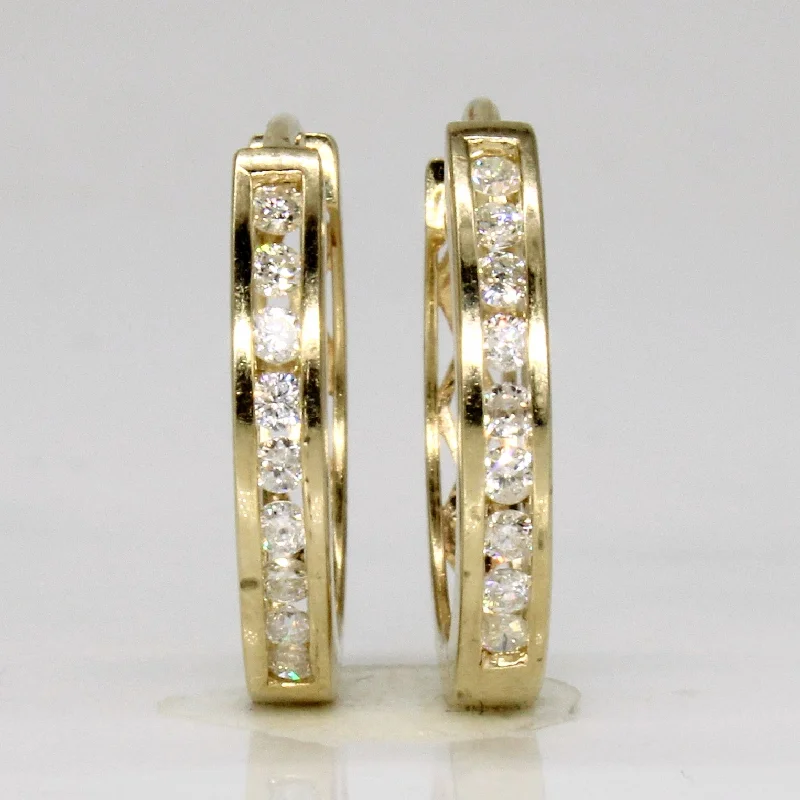 Unbeatable Offers On Luxury And Everyday Jewelry Channel Set Diamond Hoop Earrings | 0.25ctw |