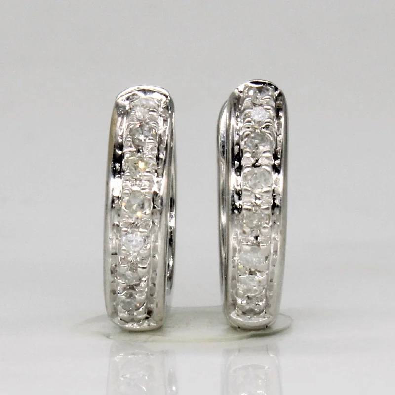 Premium Jewelry Now Available At Special Discounts 14k White Gold Diamond Hoop Earrings | 0.16ctw |