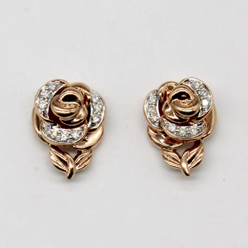 Luxury Jewelry At Unbeatable Discounts 'Disney' Diamond Rose Earrings | 0.12ctw |