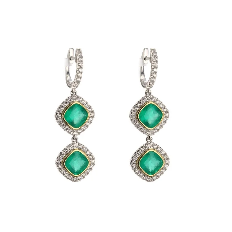 Shop Handcrafted Jewelry At Special Promotional Rates Emerald & Diamond Drop Earrings