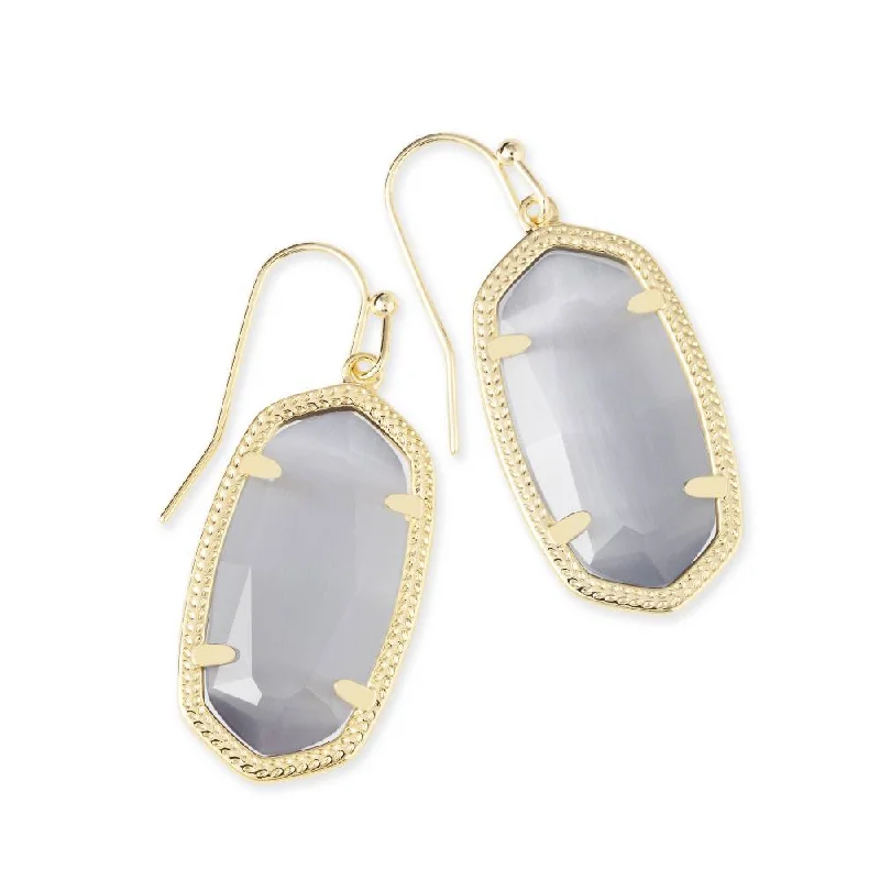 Fashion-Forward Geometric Jewelry For Contemporary Style Kendra Scott Dani Gold Drop Earrings in Slate Cat's Eye