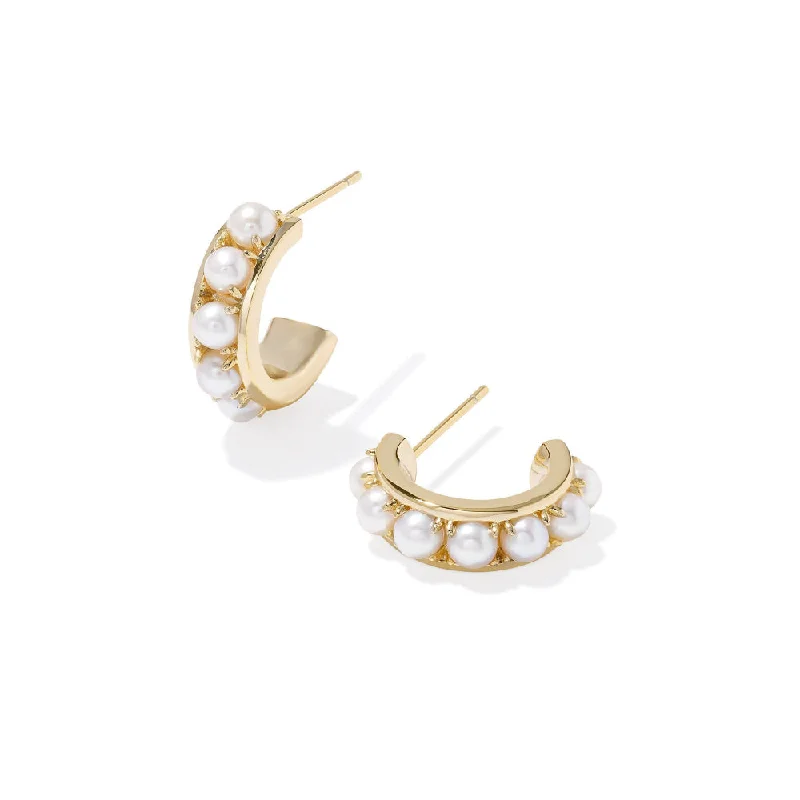 Shine In Style – Shop Jewelry Discounts Today Kendra Scott Krista Huggie Earrings in White Pearl