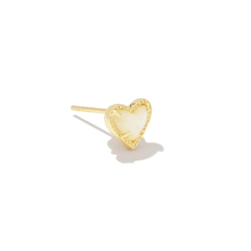 Best Jewelry Sale Prices – Limited-Time Offer Kendra Scott Mini Ari Heart Single Stud Earring - Gold Ivory Mother of Pearl