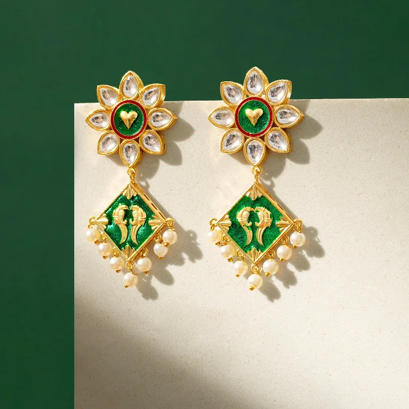 Dainty And Elegant Jewelry Now At Reduced Prices Laung Da Lashkara Dark Green Truck Art  Earrings