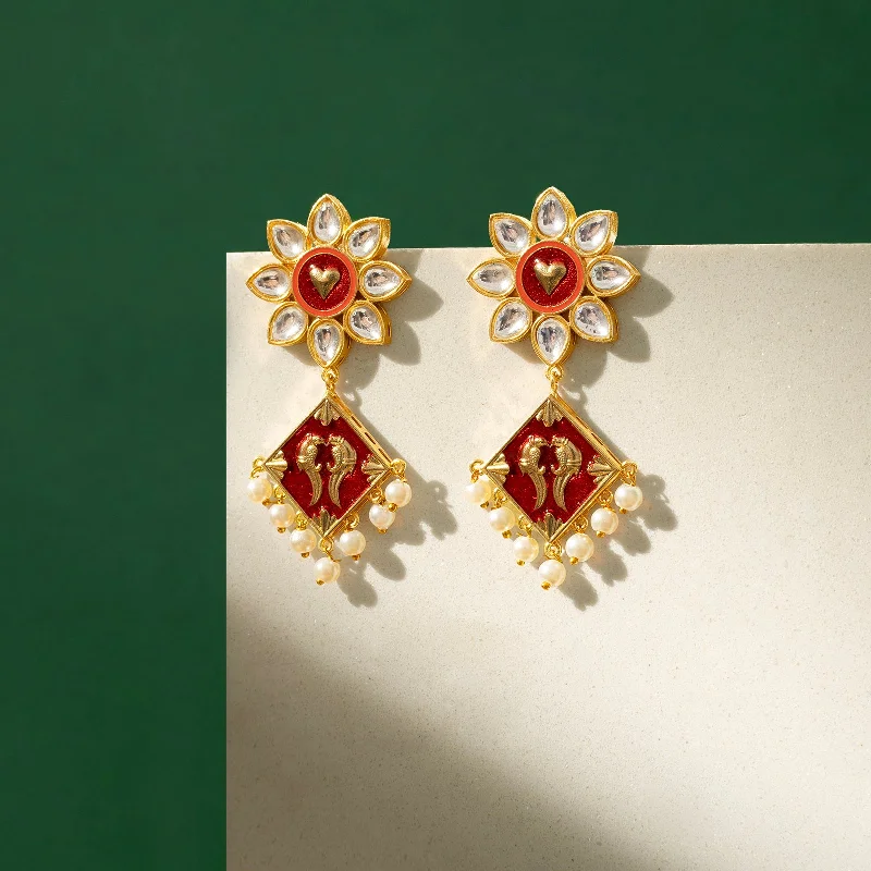 Last Chance To Shop High-End Jewelry At Markdown Prices Laung Da Lashkara Maroon & Orange Truck Art  Earrings