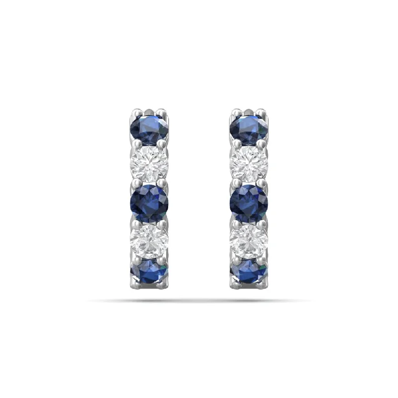 Luxury Jewelry At Unbeatable Discounts Martin Flyer 14k Diamond & Sapphire Hoop Earrings