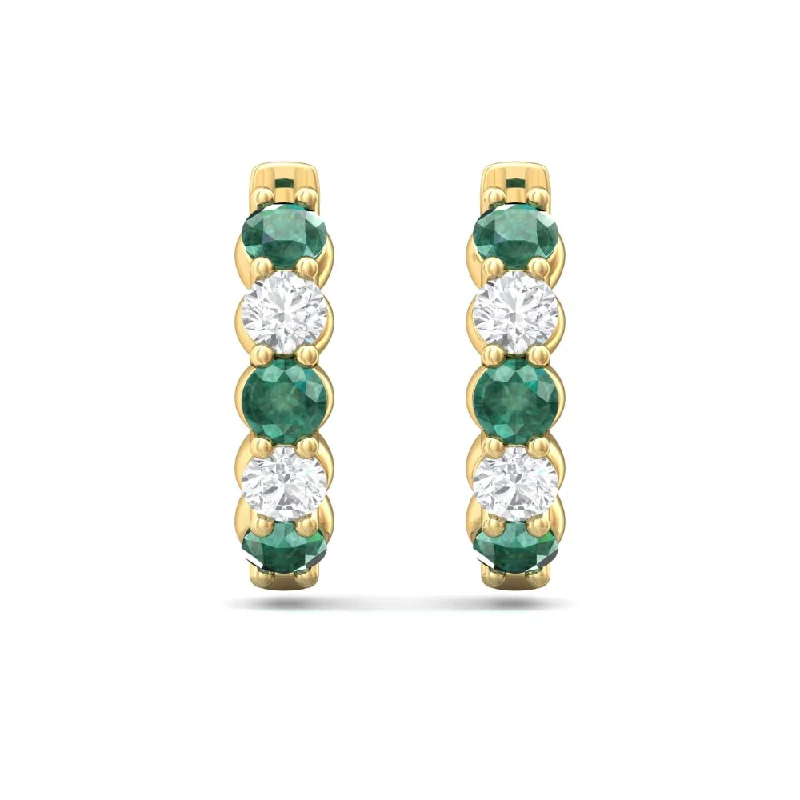 Exclusive Jewelry Offers – Sparkle For Less Martin Flyer 14k Emerald and Diamond Hoop Earrings