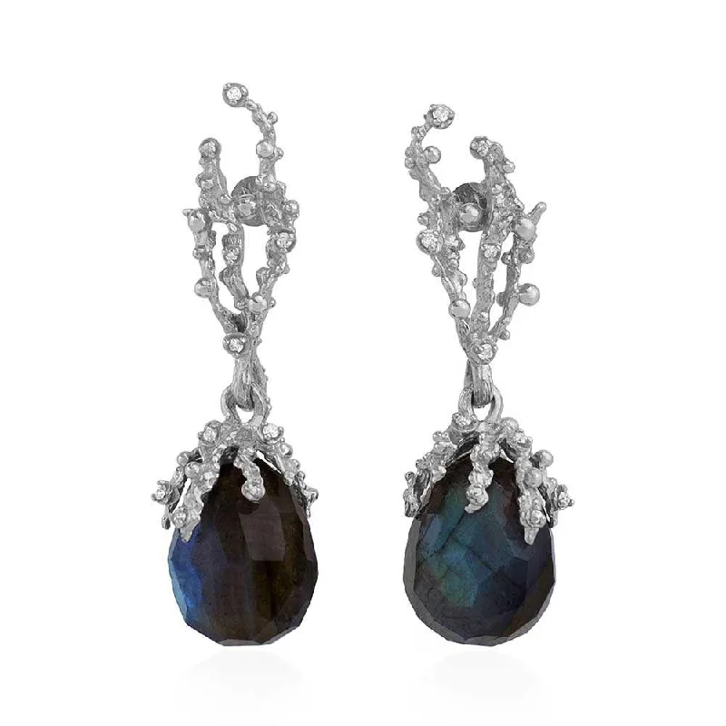 High-Quality Jewelry At A Fraction Of The Cost Ocean Earrings with Labradorite and Diamonds