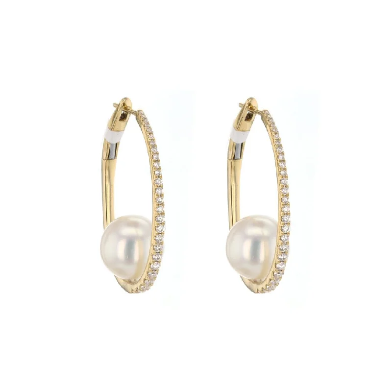 Seasonal Jewelry Deals – Elevate Your Style Pearl & Diamond Hoop Earrings