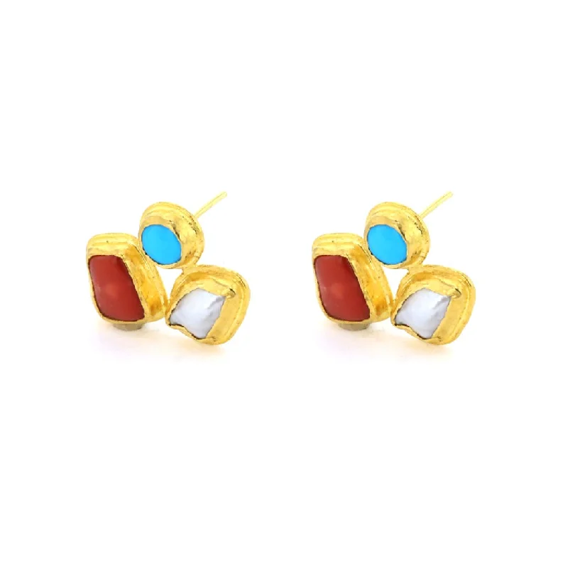 Sparkle On A Budget – Fine Jewelry For Less 24K Pearl, Turquoise & Coral Earrings | M10273317