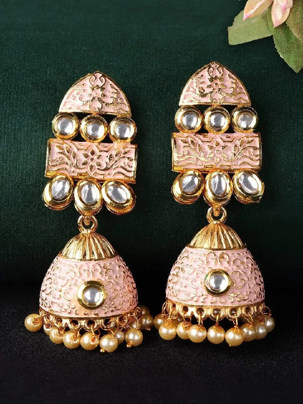 Shop Dazzling Jewelry At The Best Prices Rubans Enamel Gold-Toned Jhumka Earrings