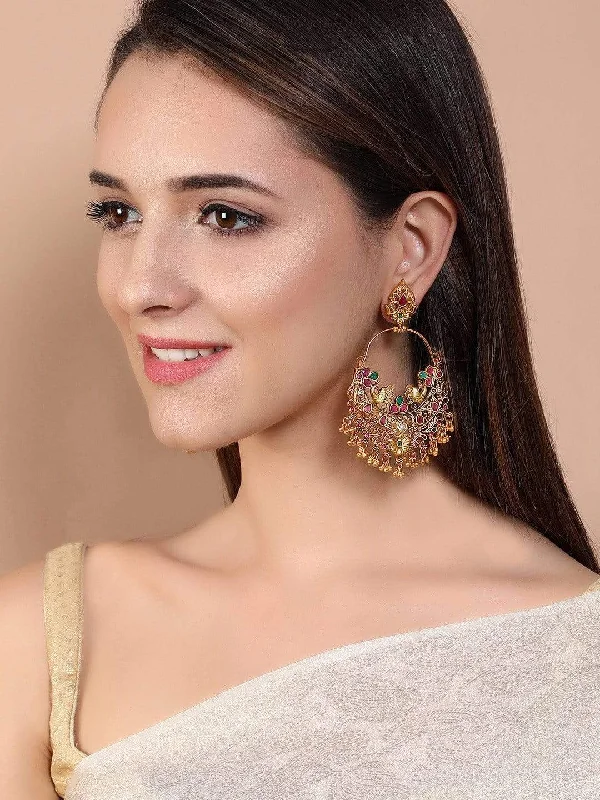 Shop Dazzling Jewelry At The Best Prices Rubans Gold Plated Color Stone Chandbali Earrings