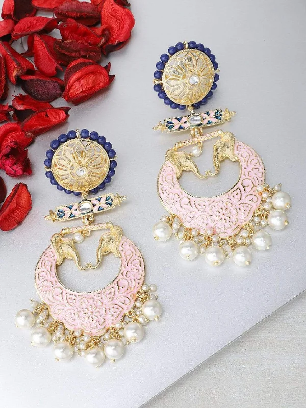 Elegant Jewelry Pieces At Unbelievable Prices Rubans Gold Plated Enamel Statement Chandbali Earrings