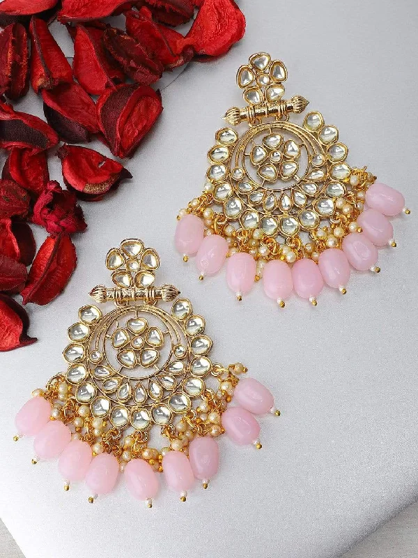 Timeless Beauty, Unbeatable Deals – Jewelry Sale On Rubans Gold Plated Kundan Studded Pearl Drop Statement Chandbali Earrings