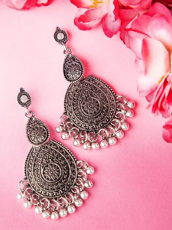 Luxury Jewelry At Budget-Friendly Prices – Grab Yours Now Rubans Oxidised Silver Plated Textured Statement Drop Earring