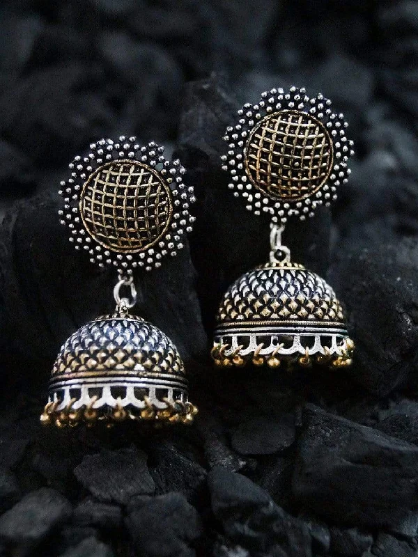 Holiday Jewelry Sale – Perfect Gifts At The Best Prices Rubans Silver-Toned & Gold-Toned Dome-Shaped Jhumkas