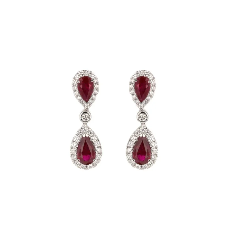 Elevate Your Outfit With Discounted Statement Jewelry Ruby & Diamond Drop Earrings