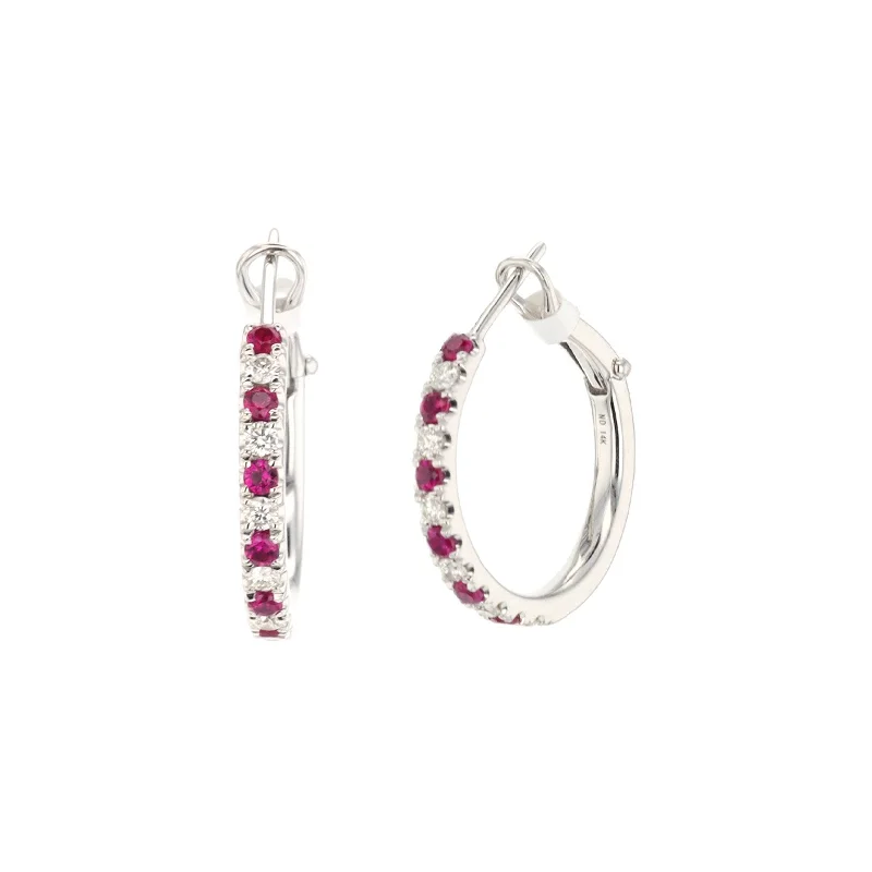 Your Perfect Accessory Now At The Best Price Ruby & Diamond Hoop Earrings