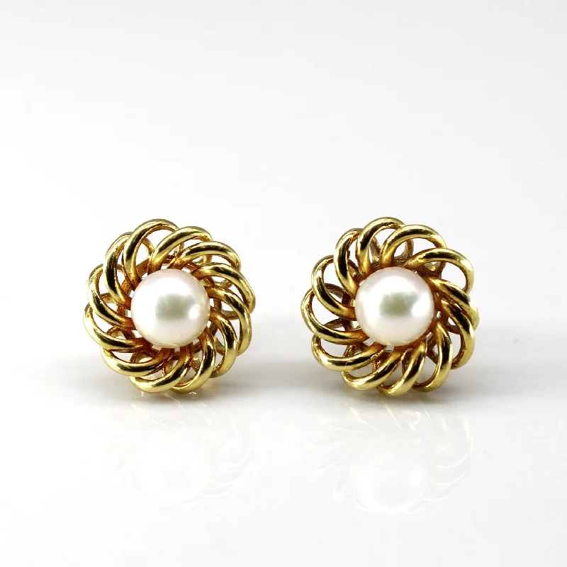 Make Your Outfit Shine With Discounted Jewelry Spiral Gold Pearl Studs