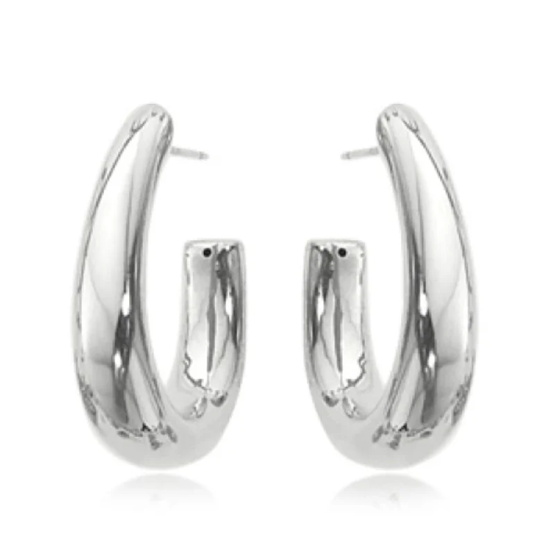 Timeless Elegance Now At Special Discounts Sterling Silver J Shape Hoop Earrings