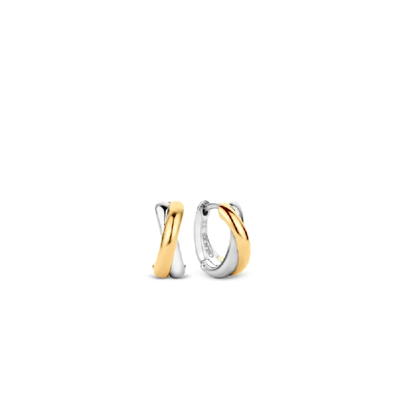 Bestselling Jewelry At Special Promotional Rates Ti Sento Two-Tone Cross Over Huggie Hoops