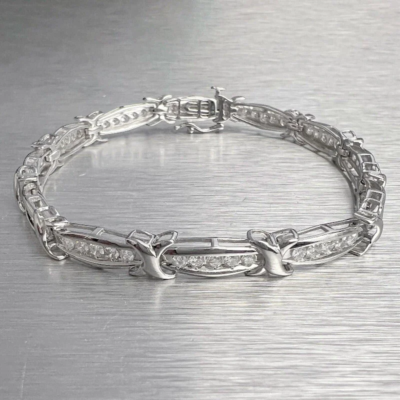 Save On Luxury Jewelry Pieces – Limited-Time Offers 10k White Gold Diamond Station X Crossover Bracelet 2.10ctw G SI2 7.00" 10.9g