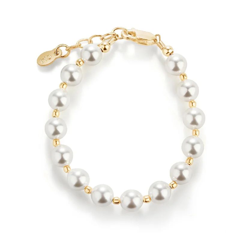 Elegant Jewelry, Affordable Luxury – Shop Now 14K Gold Plated Bracelet with Chunky Simulated Pearls for Little Girls