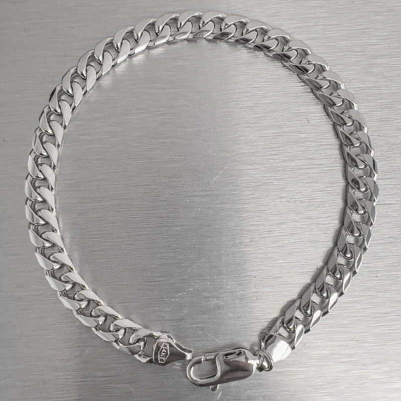 The Biggest Jewelry Sale Of The Year Is Here 14k White Gold Flat Cuban Link 6.55mm Chain Bracelet 9.00" 24.6g