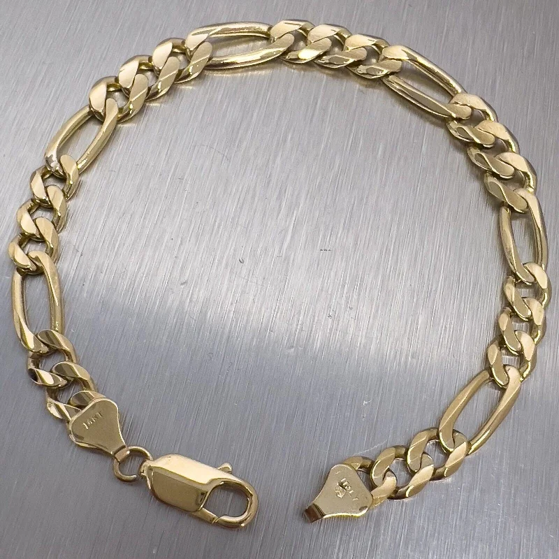 Must-Have Jewelry Pieces At Reduced Prices 14k Yellow Gold Figaro Link Chain Bracelet 8.75" 18.7 grams 8.15mm ITALY