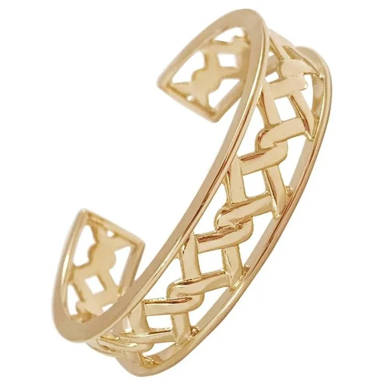 Delicate Crystal Jewelry For Sophisticated Charm 18 Karat Yellow Gold Mini Ordaned Cuff Bracelet