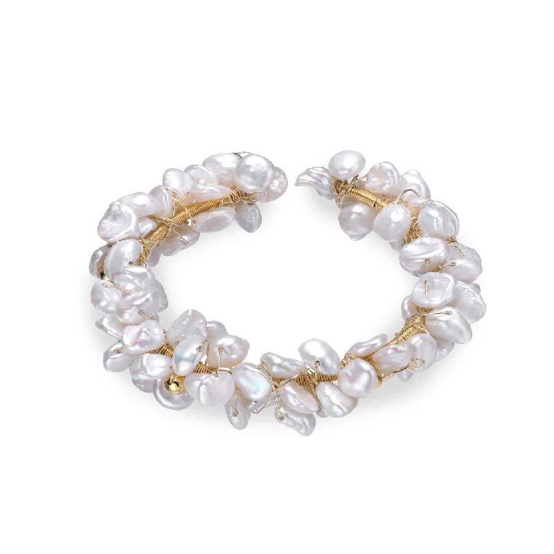 Elevate Your Outfit With Discounted Statement Jewelry Sable Multi Pearl Golden Bracelet