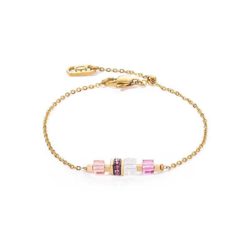 Limited-Time Jewelry Sale – Don't Miss These Deals Bracelet Mini Cubes & Chain gold-pink