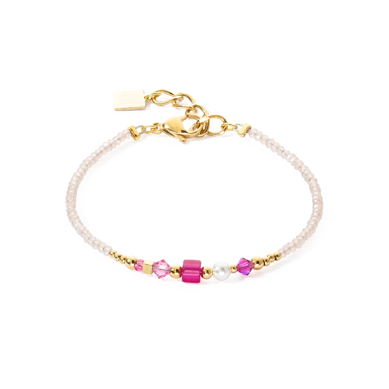 Dainty And Elegant Jewelry Now At Reduced Prices Bracelet Square Stripes gold-magenta