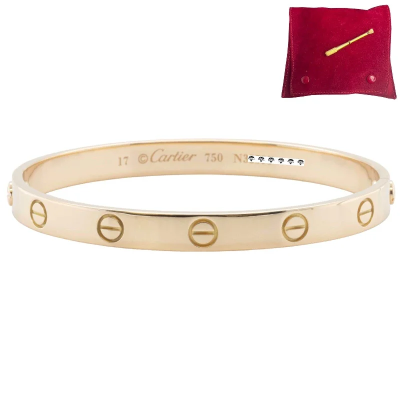 Holiday Jewelry Sale – Perfect Gifts At The Best Prices Cartier Love 18k Yellow Gold Bangle Bracelet Size 17 POUCH & PAPERWORK