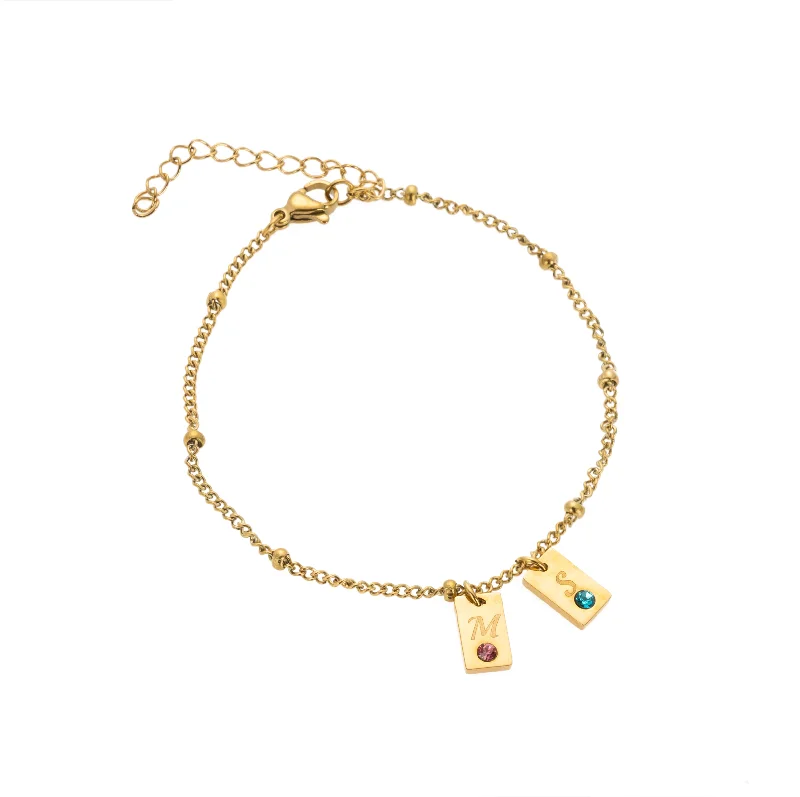 Bestselling Jewelry At Special Promotional Rates Personalized Initials and Stones Pendant Bracelet