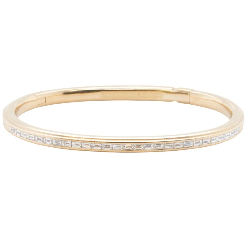 Timeless Jewelry, Timeless Savings – Don't Wait David Yurman Streamline 18k Yellow Gold Baguette Diamond Row Hinged Bangle 7.25"