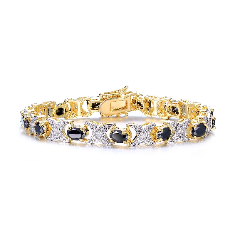 Chic And Stylish Jewelry At Exclusive Prices Gold-Plated Sterling Silver Bracelet with Black Cubic Zirconia