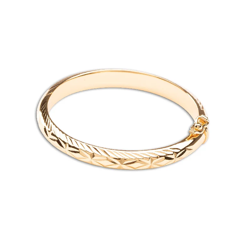 Your Dream Jewelry At Dream Prices 14K Gold Plated Etched Bangle Bracelet for Babies and Little Girls with FREE Engraving