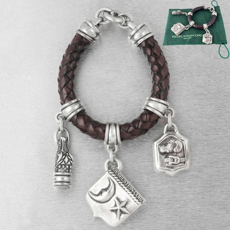 Shop Signature Jewelry Styles At Exclusive Prices Kieselstein-Cord 925 Silver Star Moon Dog Gator Leather Charm Bracelet 1995 1996