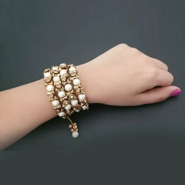 Seasonal Jewelry Deals – Elevate Your Style Kriaa Gold Plated Pearl Austrian Stone Bracelet - 1401416