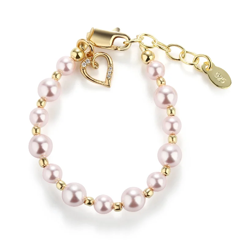 Stunning Jewelry Pieces At The Lowest Prices Ever 14K Gold-Plated Pink Pearl Child's Heart Bracelet