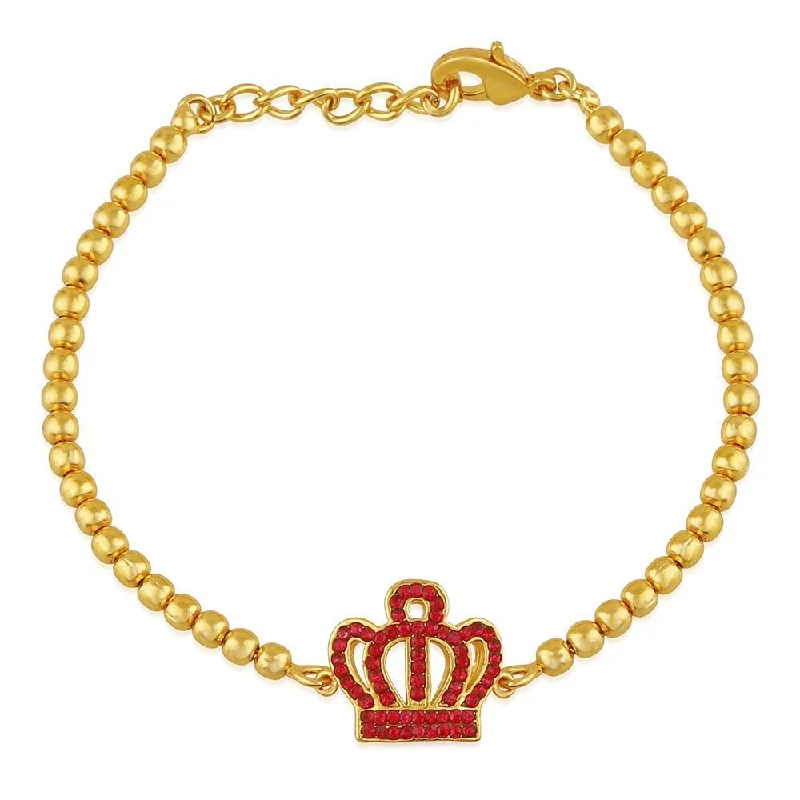 Affordable Luxury Jewelry – Style At A Great Price Mahi Elegant Princess Crown Red Crystal Bracelet