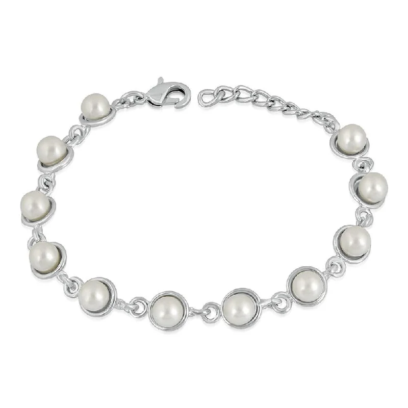 Bold And Beautiful Jewelry Now At Irresistible Prices Mahi Enchanting Pearly White Designer adjustable Bracelet