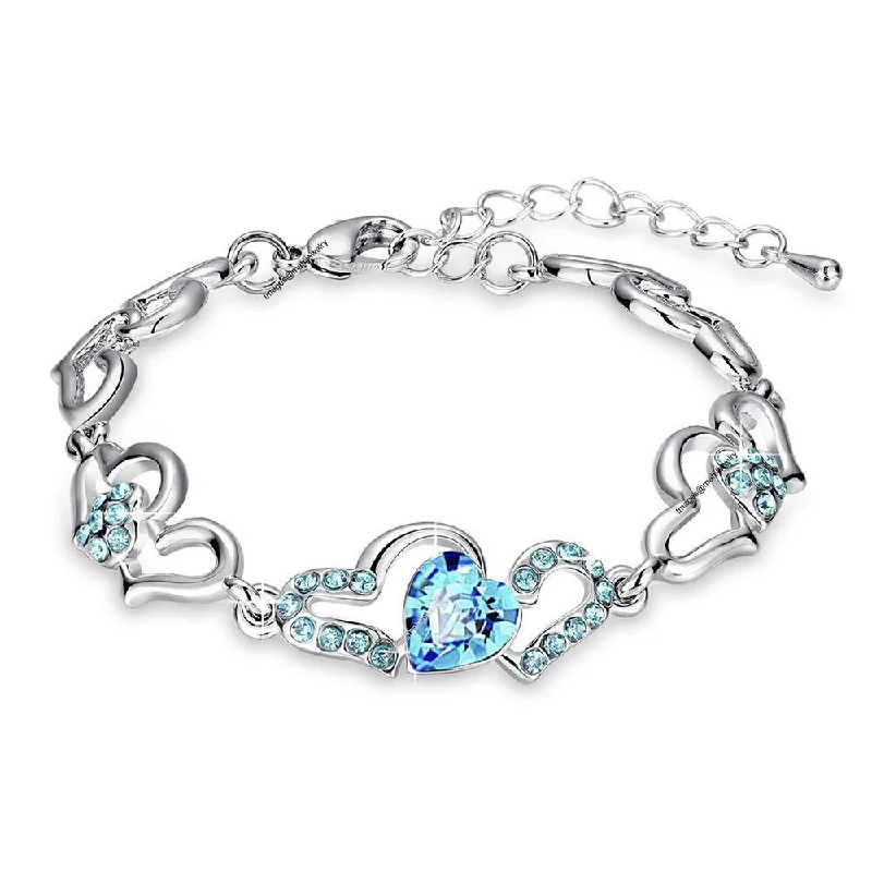 Luxury Meets Affordability – Jewelry Sale Live Now Mahi Glittering Crystal Heart Link Strand Bracelet