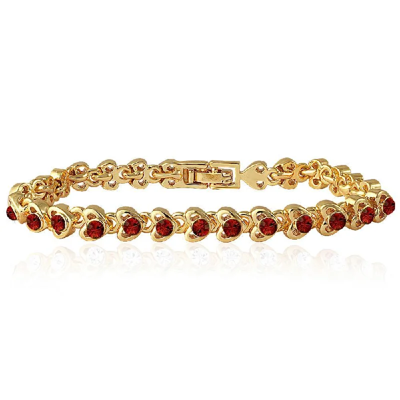 Upgrade Your Collection With Our Limited-Time Jewelry Sale Mahi Gold Plated Tiny Red Hearts Bracelet With Crystals For Women